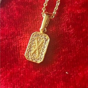 #J132 NWT Melinda Maria Love Letters "X" 18k gold plated w/ diamond chips